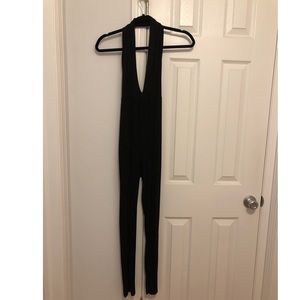 Black halter top jumpsuit